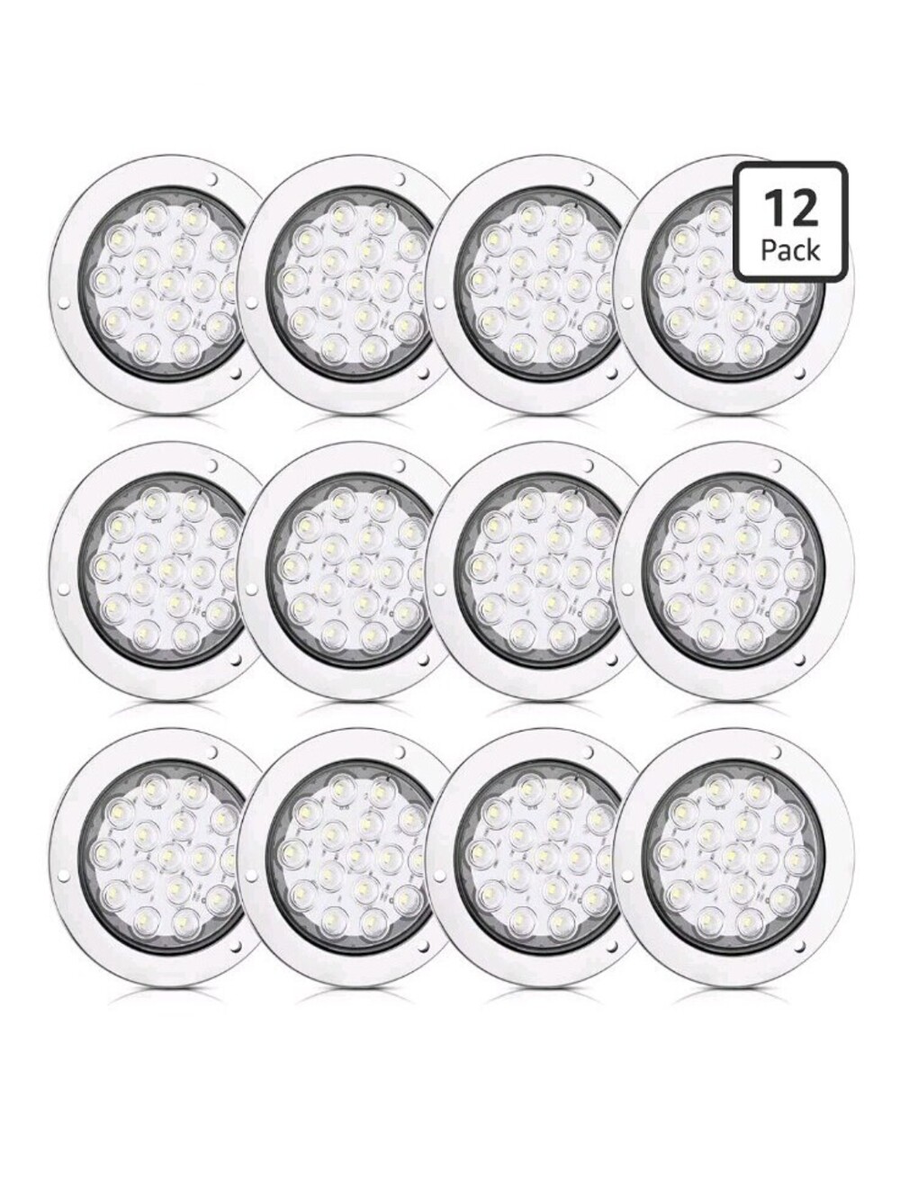 12pcs 4 Inch Round LED Trailer Tail Lights Kit Round 16 LED Stop Turn Tail Back